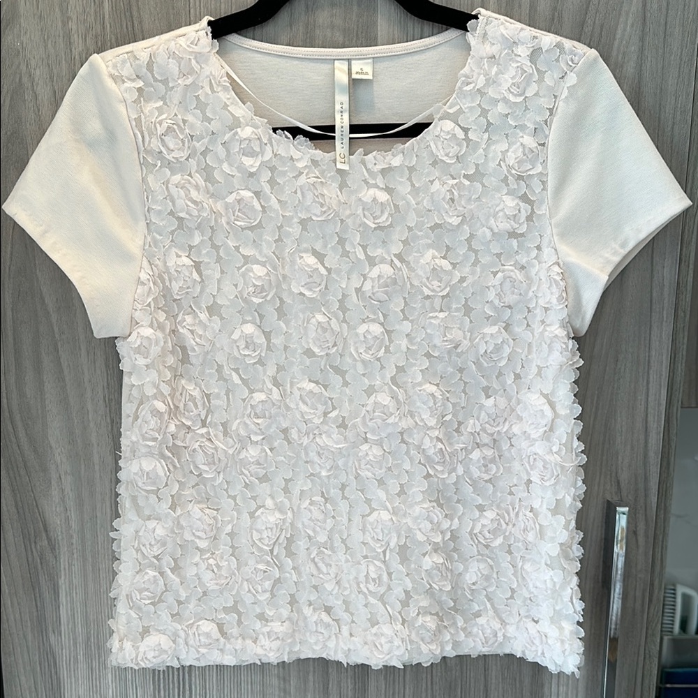 Lauren Conrad White Embellished Boxy Top